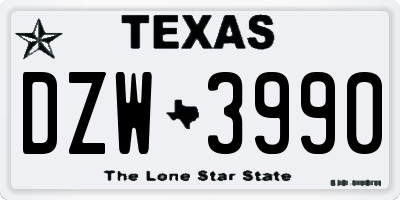 TX license plate DZW3990