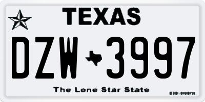 TX license plate DZW3997