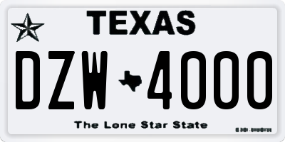 TX license plate DZW4000