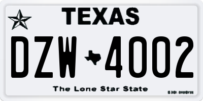 TX license plate DZW4002