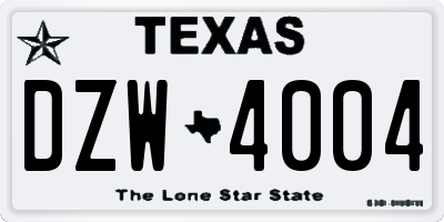 TX license plate DZW4004
