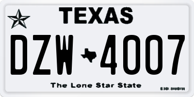 TX license plate DZW4007