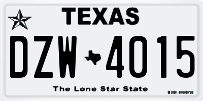 TX license plate DZW4015