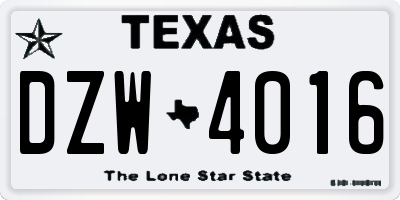 TX license plate DZW4016