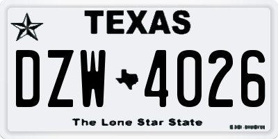TX license plate DZW4026