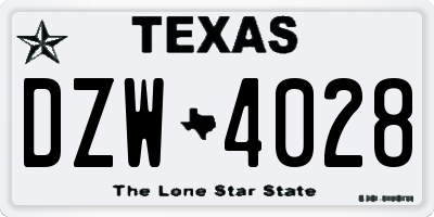TX license plate DZW4028