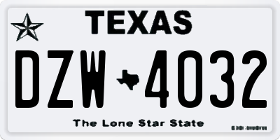 TX license plate DZW4032