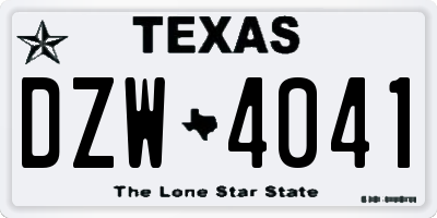 TX license plate DZW4041