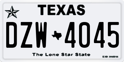TX license plate DZW4045
