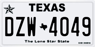 TX license plate DZW4049