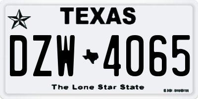 TX license plate DZW4065