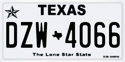 TX license plate DZW4066
