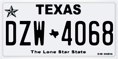 TX license plate DZW4068