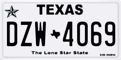 TX license plate DZW4069