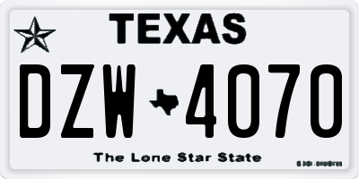 TX license plate DZW4070