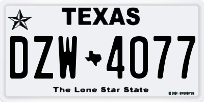 TX license plate DZW4077