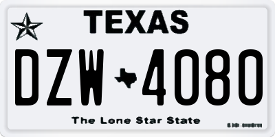 TX license plate DZW4080