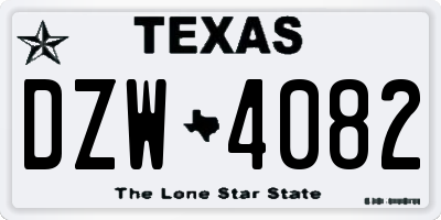 TX license plate DZW4082