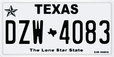 TX license plate DZW4083