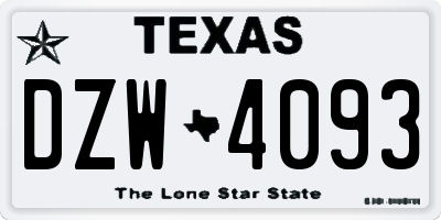 TX license plate DZW4093