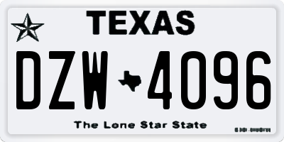 TX license plate DZW4096