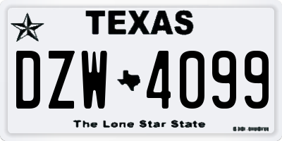 TX license plate DZW4099