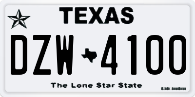 TX license plate DZW4100