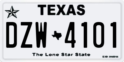 TX license plate DZW4101