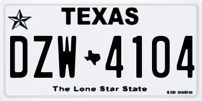 TX license plate DZW4104