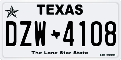 TX license plate DZW4108