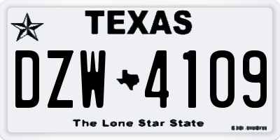 TX license plate DZW4109