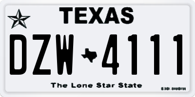 TX license plate DZW4111