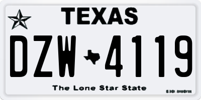 TX license plate DZW4119