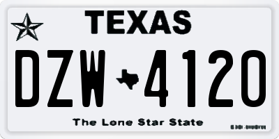 TX license plate DZW4120