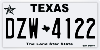 TX license plate DZW4122
