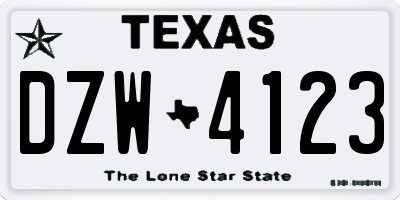 TX license plate DZW4123