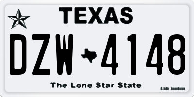 TX license plate DZW4148