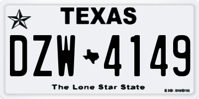 TX license plate DZW4149