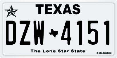 TX license plate DZW4151