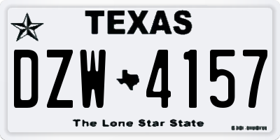 TX license plate DZW4157