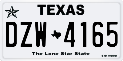 TX license plate DZW4165