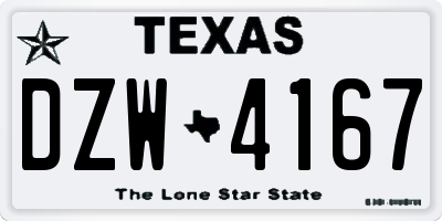TX license plate DZW4167
