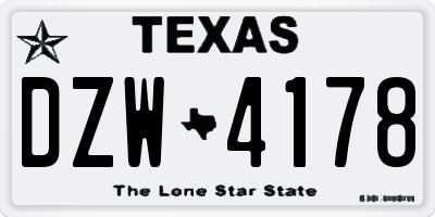 TX license plate DZW4178