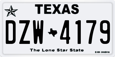 TX license plate DZW4179