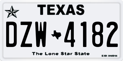 TX license plate DZW4182