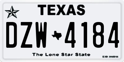 TX license plate DZW4184