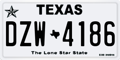 TX license plate DZW4186