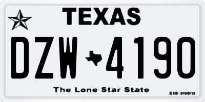 TX license plate DZW4190