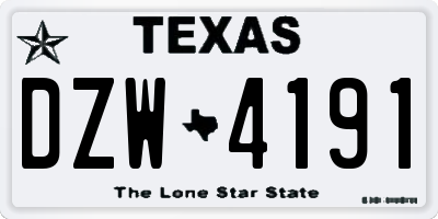 TX license plate DZW4191
