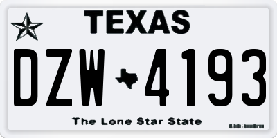 TX license plate DZW4193
